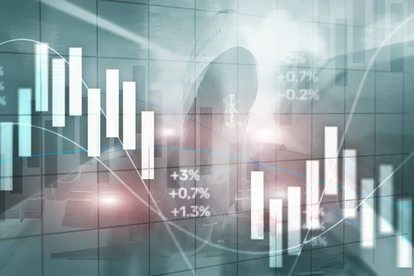 Financial Investment Concept. Stock market trading graph and candlestick chart — Stock Photo, Image