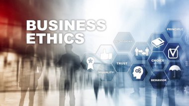 İş Etnik Felsefesi Sorumluluk Dürüstlüğü Konsepti. Karışık ortam arkaplanı.