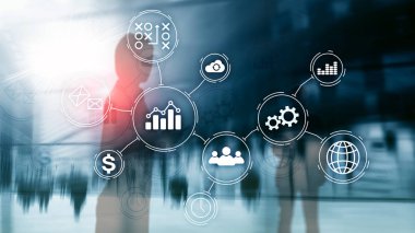 Bulanık arkaplanda iş süreci otomasyon kavramı.