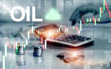 Petrol trendi yükseldi. Ham petrol fiyatı borsa işlemleri başladı. Petrol fiyatı yükseldi. Ok yükselir. Soyut iş geçmişi.