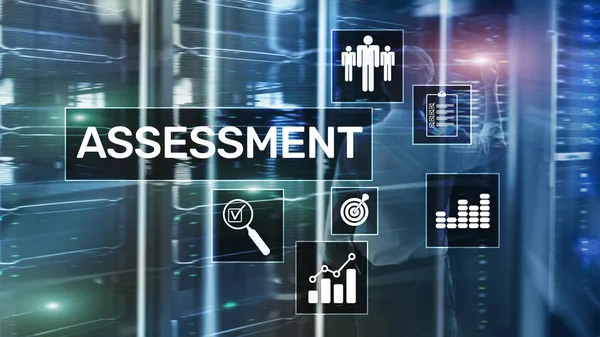 Hodnocení hodnocení opatření Analytics analýza obchodních a technologických koncept na rozostřeného pozadí. — Stock fotografie