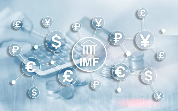 IMF International monetary fund global bank organisation. Business concept on blurred background. — Stock Photo, Image