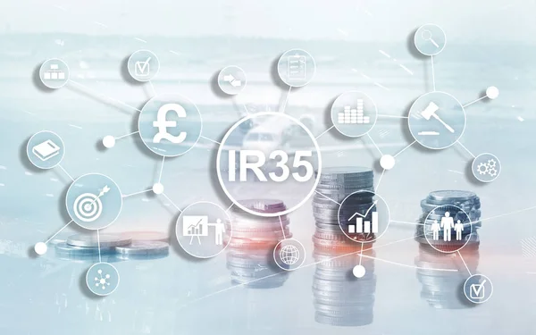 Ir35 finans koncept. Förenade kungarikets skatterätt, skatteflykt. — Stockfoto