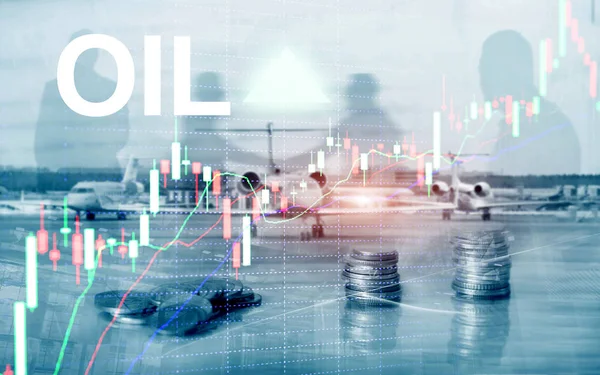 Olie trend omhoog. Handel in ruwe olieprijs effectenbeurs. Prijs olie omhoog. Pijl stijgt. Abstracte bedrijfs achtergrond — Stockfoto