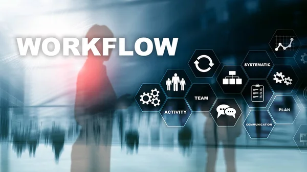 Automação de fluxos de trabalho de negócios. Processo de trabalho. Confiabilidade e repetibilidade em processos tecnológicos e financeiros. — Fotografia de Stock