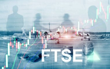 FTSE 100 Financial Times Borsa Endeksi Birleşik Krallık İngiltere Yatırım Ticareti konsepti grafikler ve grafiklerle.