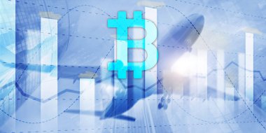 Bitcoin ve diyagram. Futuristik arka plan üzerinde kripto simgesi. Ticaret Borsası borsasının yatırımı