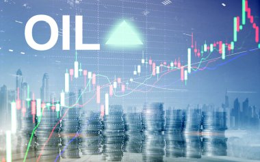Petrol trendi yükseldi. Ham petrol fiyatı borsa işlemleri başladı. Petrol fiyatı yükseldi. Ok yükselir. Soyut iş geçmişi.