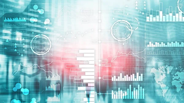 Inteligencia empresarial. Diagrama, Gráfico, Comercio de acciones, Panel de inversión, fondo borroso transparente . —  Fotos de Stock