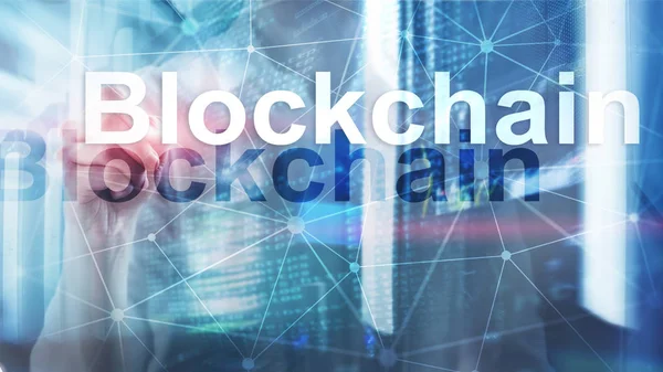 Blockchain teknik koncept på servern bakgrund. Datakryptering. — Stockfoto
