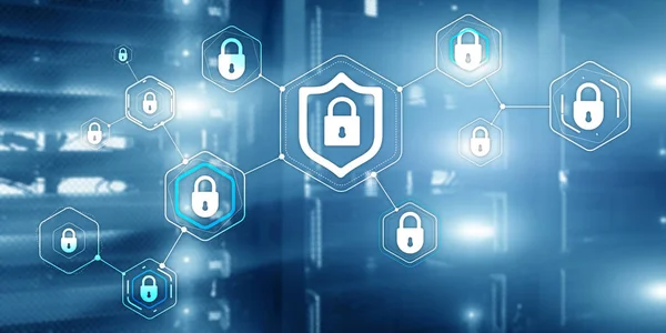 Cyber-Sicherheit Datenschutz Informationen Datenschutz Konzept der verschwommenen Server-Raum Hintergrund — Stockfoto