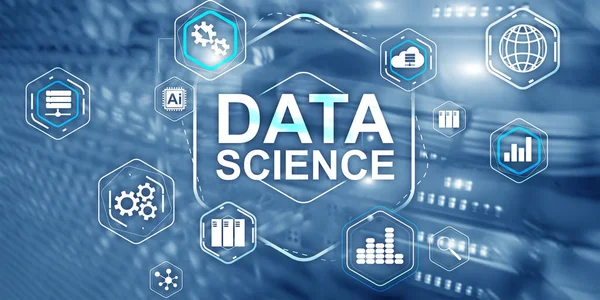 Big data science analys informationsteknik koncept. Server rum bakgrund — Stockfoto