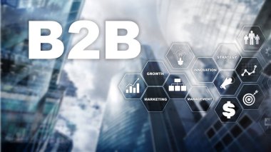 İş iş B2b - teknoloji gelecek için. İş modeli. Mali teknoloji ve iletişim kavramı