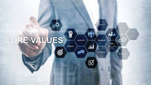 Core values concept on virtual screen. Business and finance solutions — Stock Photo, Image