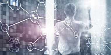 Şeyler bilgi ve telekomünikasyon teknolojisi dijital kavram internet. Karışık ortam.