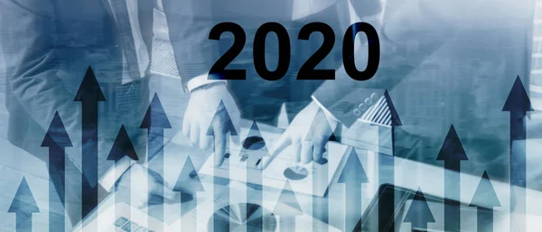 Nuevo año 2020. fondo de pantalla de presentación de negocios. Concepto de Corpotare . — Foto de Stock