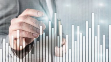 Bulanık arka planda iş ve finans grafiği. Ticaret, yatırım ve ekonomi kavramı