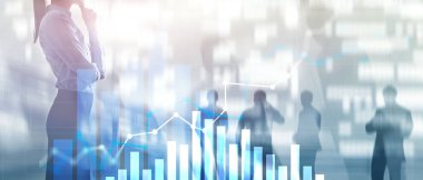 Finansal büyüme grafiği. Satış artışı, pazarlama stratejisi.