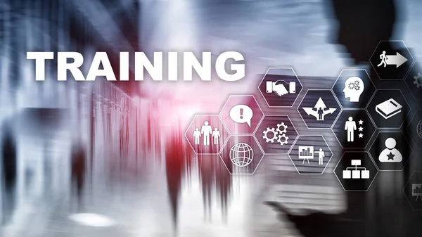 Koncepcja szkolenia biznesowego. Szkolenie Webinar E-learning. Koncepcja technologii finansowych i komunikacji. — Zdjęcie stockowe