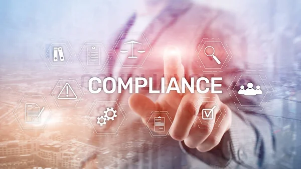 Compliance-Diagramm mit Symbolen. Geschäftskonzept auf abstraktem Hintergrund — Stockfoto