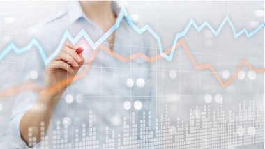 Business Financial Trading Investment konsept grafik sanal ekran çift pozlama