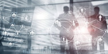 Ağ bağlantıları olan kişilerin simgesi. Sosyal medya konsepti.