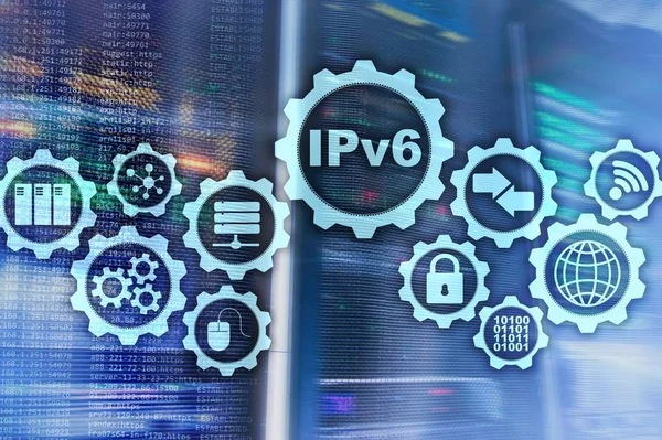 Internetový protokol IPv6 na pozadí datového centra. — Stock fotografie