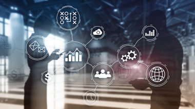 Bulanık arkaplanda iş süreci otomasyon kavramı.