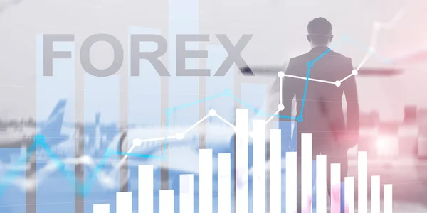 Comercio de divisas de cambio de negocios diagramas de finanzas dólar iconos de euros en un fondo borroso. Forex . — Foto de Stock