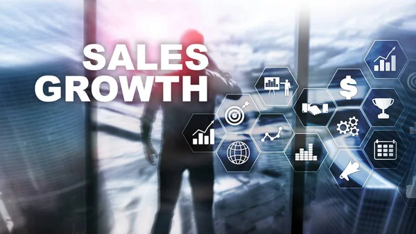 Sales increase, marketing strategy. Double exposure with business graph.