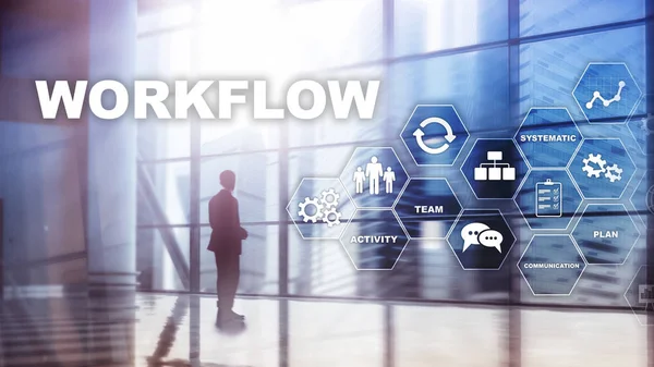 Automação de fluxos de trabalho de negócios. Processo de trabalho. Confiabilidade e repetibilidade em processos tecnológicos e financeiros. — Fotografia de Stock