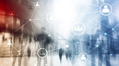 İnsan kaynakları yönetimi ve adam toplama konsepti. Çift pozlama insan ağ yapısı.