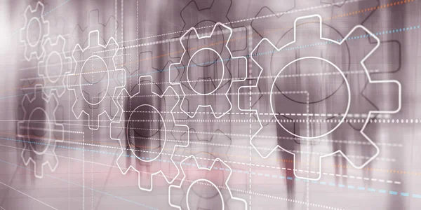 Affärsteknik Internet Concept dubbel exponering Gears abstrakt bakgrund — Stockfoto