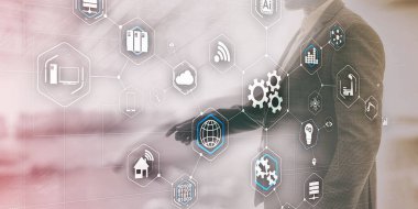 İş arka plan siluet cityscape şehir soyut arka plan yatırım ticaret konsepti.