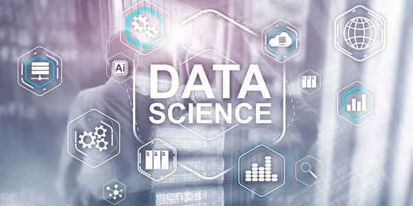 Big Data Science Analysis informatietechnologie concept. Server kamer achtergrond. — Stockfoto