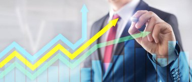 Finansal büyüme okları grafiği. Yatırım ve ticaret kavramı.
