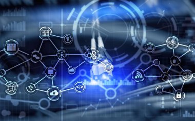 Sunucu odası IOT iletişim akıllı endüstri internet konsepti. Dijital teknoloji.