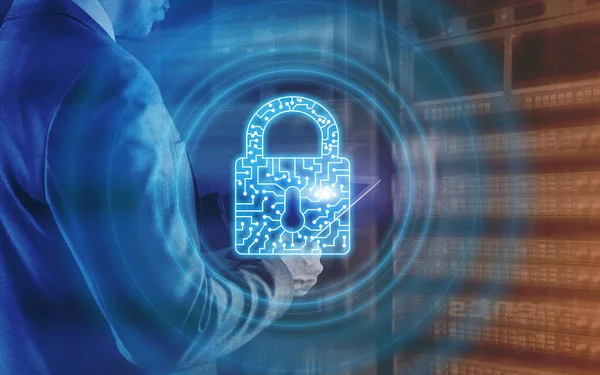 Cyber Security lock Datenschutz Internet und Technologie Konzept. — Stockfoto