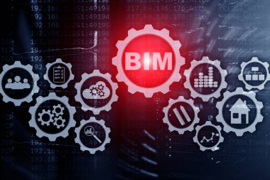 Bina Bilgileri Modelleme. Veritabanı süper bilgisayar arkaplanındaki BIM.