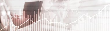 İş dünyasının finansal borsa alım satım geçmişinde çifte pozlama küresel dünya haritası.