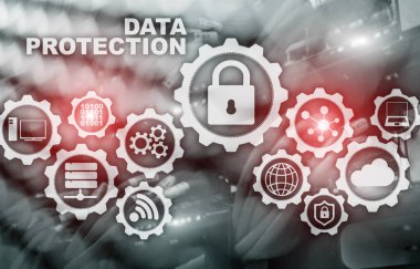 Sunucu veri koruma kavramı. Virüs siber dijital internet teknolojisinden elde edilen bilgi güvenliği.