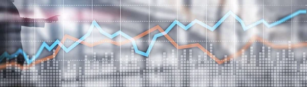 Red and blue growth chart. Concept of stock and exchange. — Stock Photo, Image