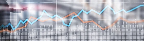 Cuadro de crecimiento rojo y azul. Concepto de acción y bolsa. —  Fotos de Stock