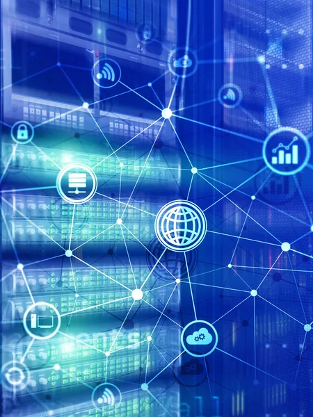 Concepto de computación. Infraestructura tecnológica computación en nube y comunicación en el centro de datos. —  Fotos de Stock