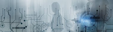 Electronic Circuit Business Technology arka planı. İletişim ve mühendislik kavramı.