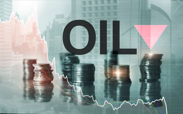 石油价格下降。商业背景。把箭放下.石油趋势下降. — 图库照片