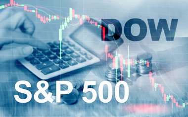 Amerikan borsası. Sp500 ve Dow Jones. Finansal Ticaret İş Konsepti.