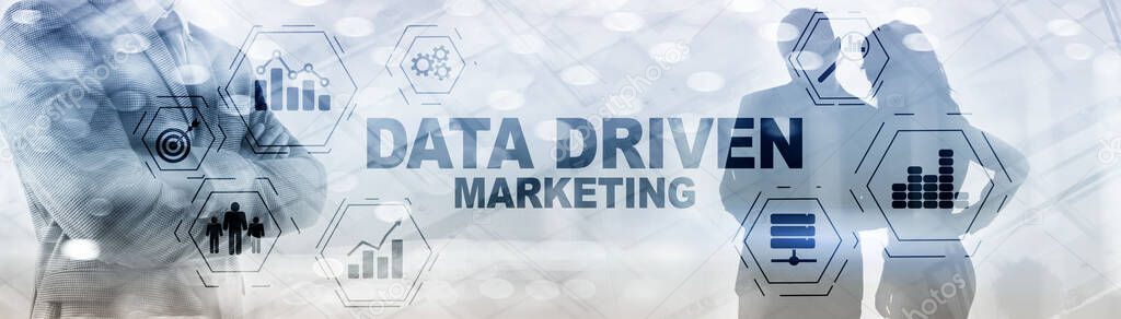 Data driven marketing concept on abstracct toned image.