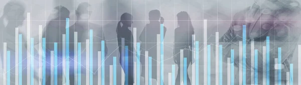 People on the background of graphs and charts. — Stock Photo, Image