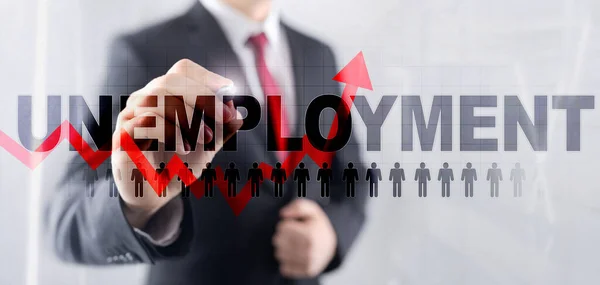 Rising unemployment. Red arrow up. 2020 financial crisis concept. — Stock Photo, Image